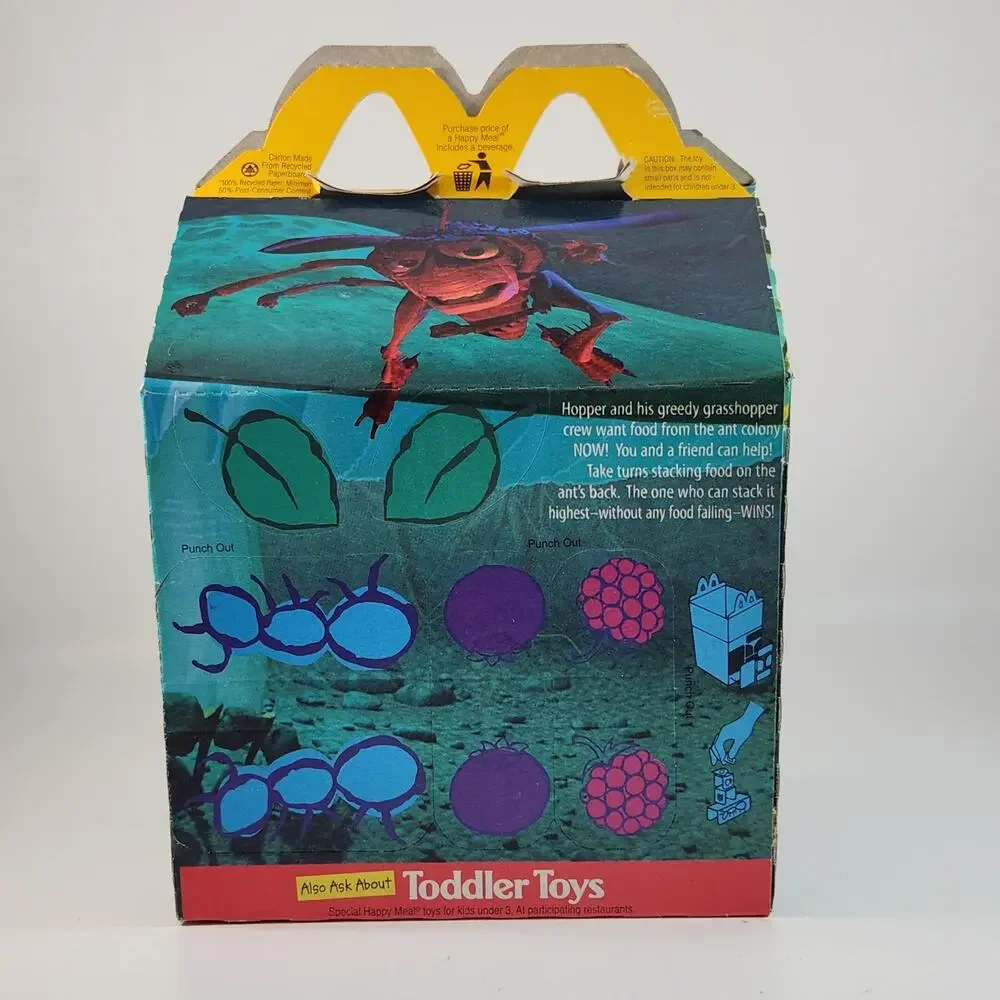 Vintage 1998 McDonald’s Happy Meal Box – Disney Pixar A Bug’s Life Movie Promo